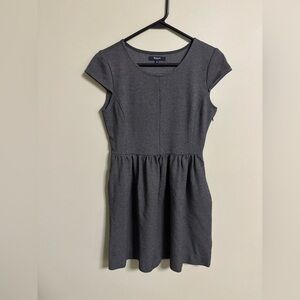 Madewell Ponte Knit Gray Screenplay Cap Sleeve Pleated Dress Pockets Size Small